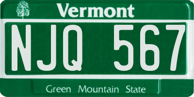 VT license plate NJQ567