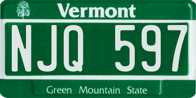 VT license plate NJQ597