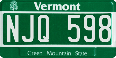 VT license plate NJQ598