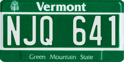 VT license plate NJQ641