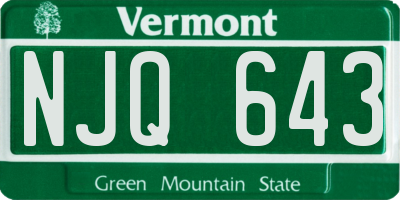 VT license plate NJQ643