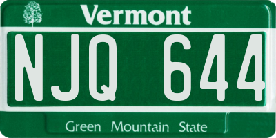 VT license plate NJQ644