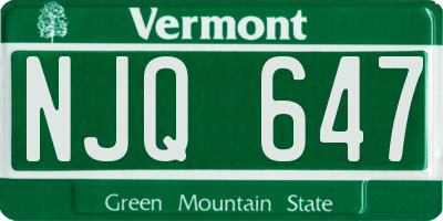 VT license plate NJQ647