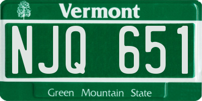 VT license plate NJQ651