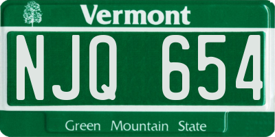 VT license plate NJQ654