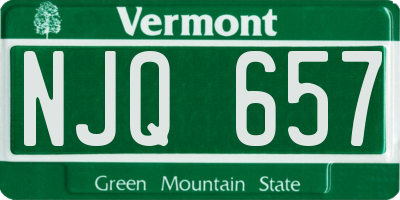VT license plate NJQ657