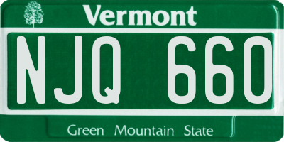 VT license plate NJQ660