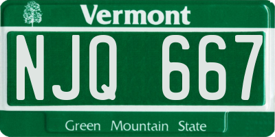 VT license plate NJQ667