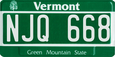 VT license plate NJQ668