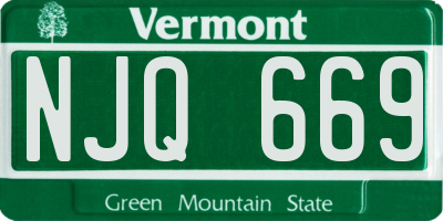 VT license plate NJQ669