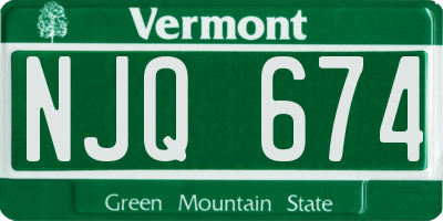 VT license plate NJQ674
