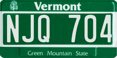 VT license plate NJQ704