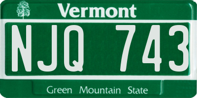 VT license plate NJQ743