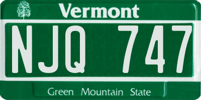 VT license plate NJQ747