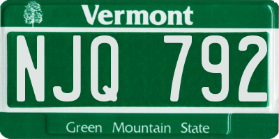 VT license plate NJQ792