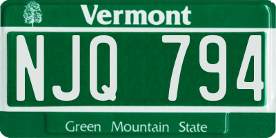 VT license plate NJQ794