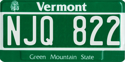 VT license plate NJQ822