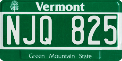VT license plate NJQ825