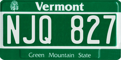 VT license plate NJQ827