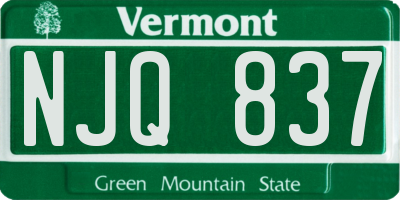 VT license plate NJQ837
