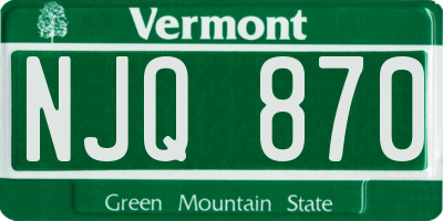 VT license plate NJQ870