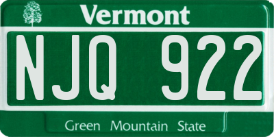 VT license plate NJQ922