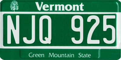 VT license plate NJQ925
