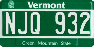 VT license plate NJQ932