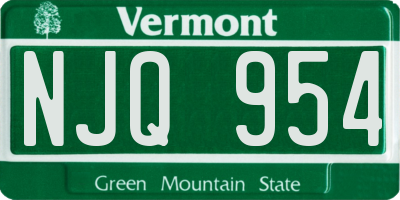 VT license plate NJQ954