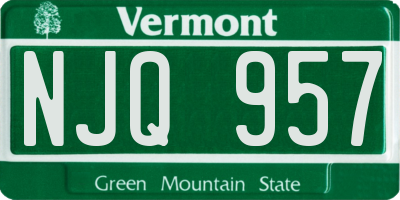VT license plate NJQ957