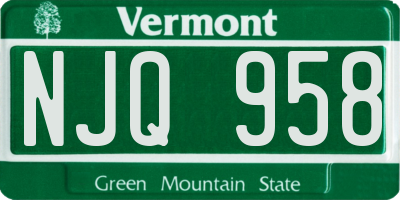 VT license plate NJQ958