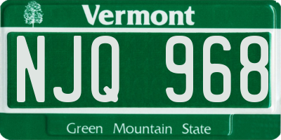 VT license plate NJQ968