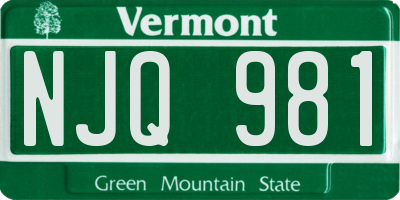 VT license plate NJQ981