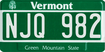 VT license plate NJQ982