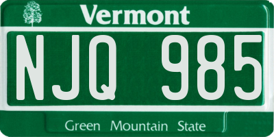 VT license plate NJQ985