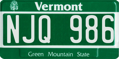 VT license plate NJQ986