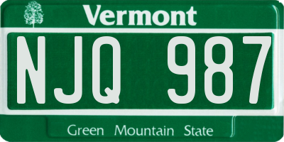 VT license plate NJQ987