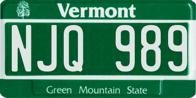 VT license plate NJQ989