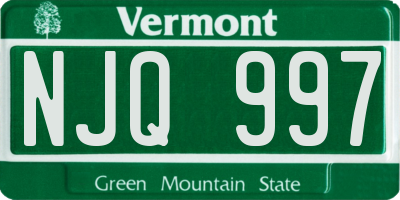 VT license plate NJQ997