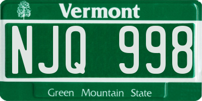 VT license plate NJQ998