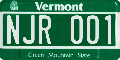 VT license plate NJR001