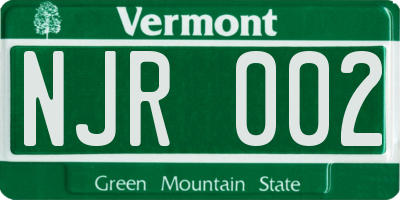 VT license plate NJR002