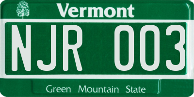 VT license plate NJR003