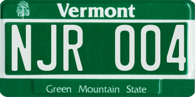 VT license plate NJR004
