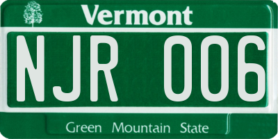 VT license plate NJR006