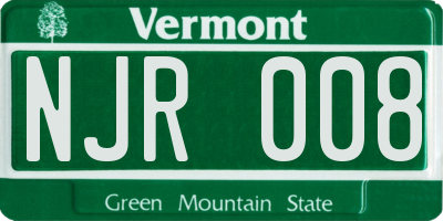 VT license plate NJR008