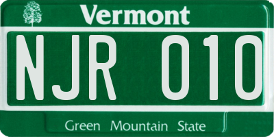 VT license plate NJR010