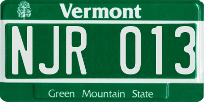 VT license plate NJR013