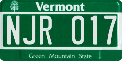 VT license plate NJR017