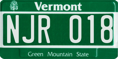 VT license plate NJR018